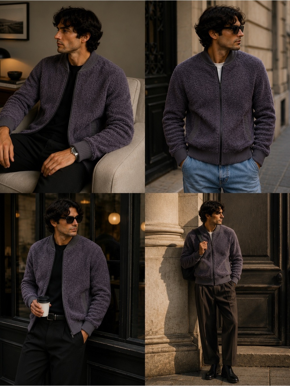 Vince Gray Teddy Sweater Bomber Jacket
